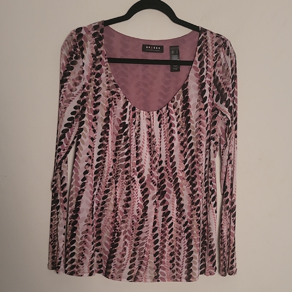 Y2K Axcess Mesh Scoop Neck Long Sleeve Top Sz L
